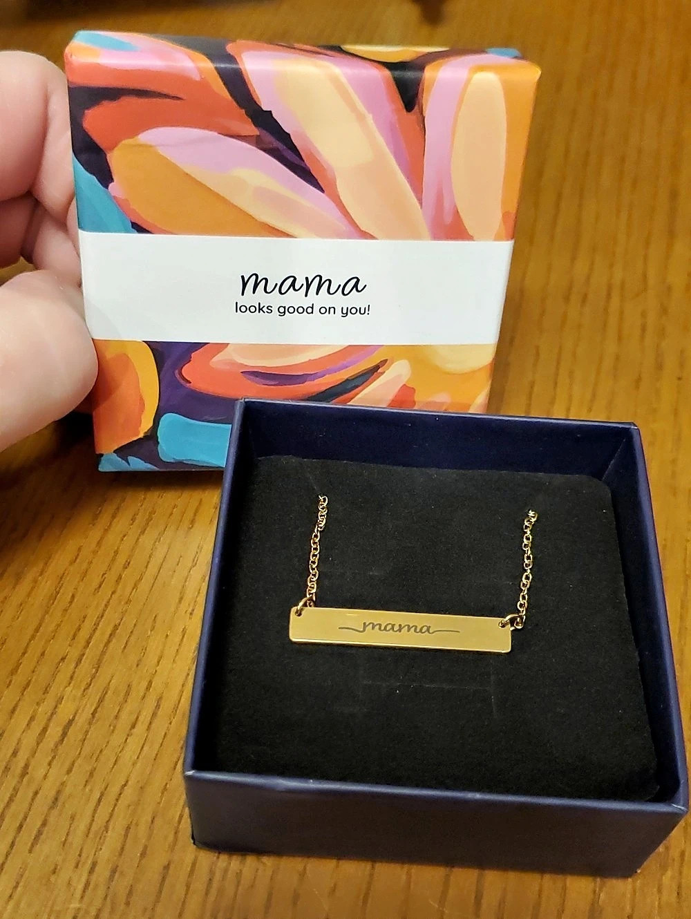 mama bar necklace Gold-Tone NIB